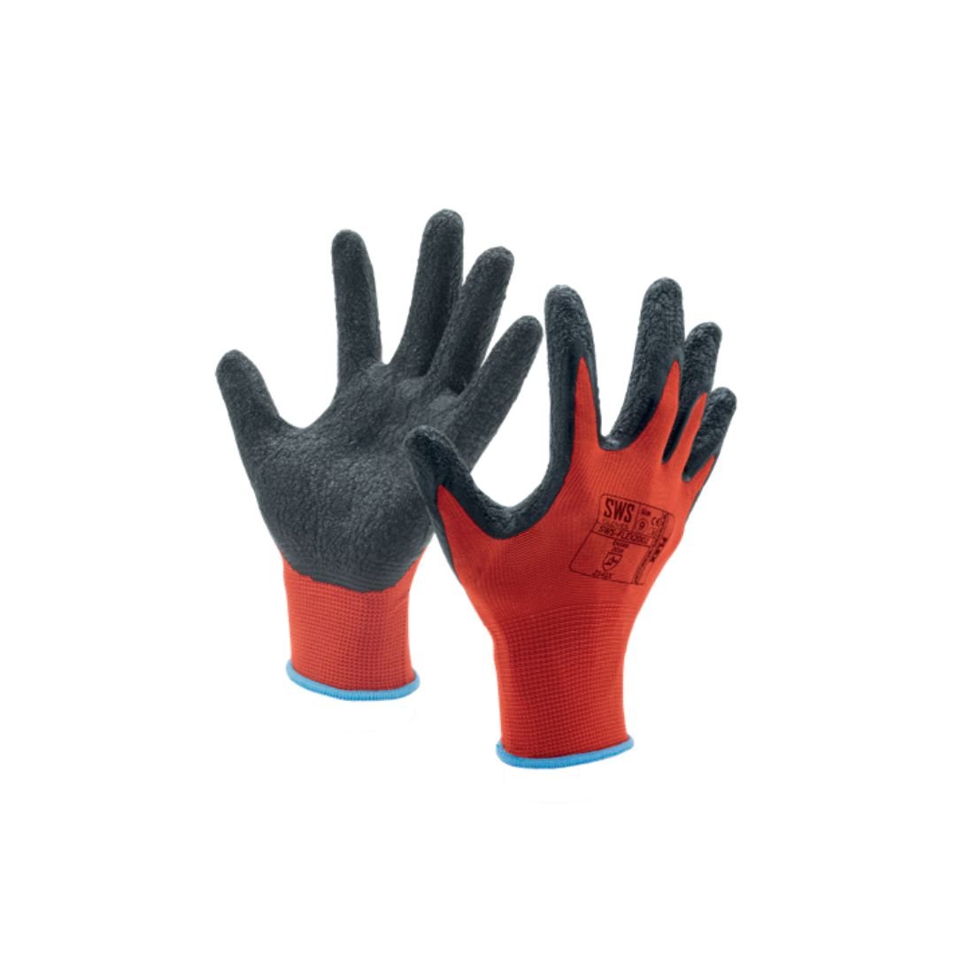 Guante de látex rugoso rojo/negro SWS-FLEX2002