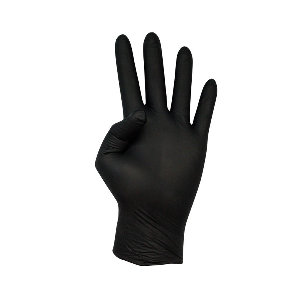 Högert Technik WUSSOW Guantes Desechables De Nitrilo Con Textura De Diamante, Color Negro, Resistentes A Los Productos Químicos, Certificado EN ISO 374, Sin Polvo, 100 Unidades/paquete, Talla XL